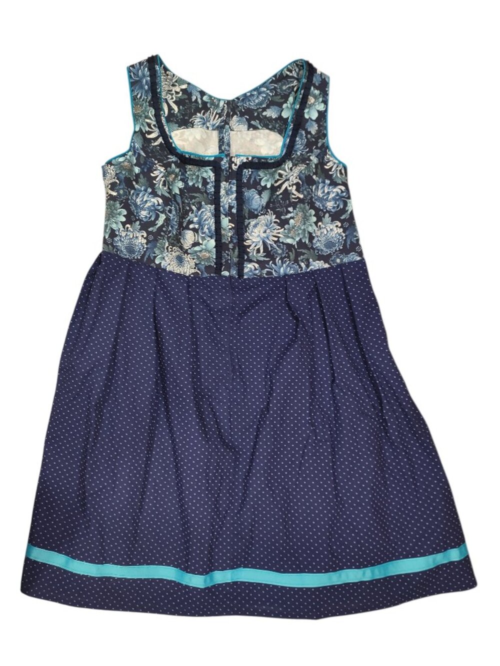 Homemade/Handmade German Dirndl Dress Blue/Navy Size XL Excellent Condition